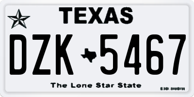TX license plate DZK5467