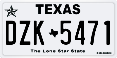 TX license plate DZK5471