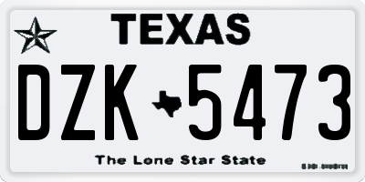 TX license plate DZK5473