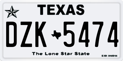 TX license plate DZK5474