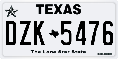 TX license plate DZK5476