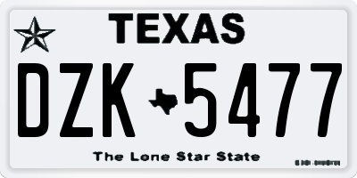 TX license plate DZK5477