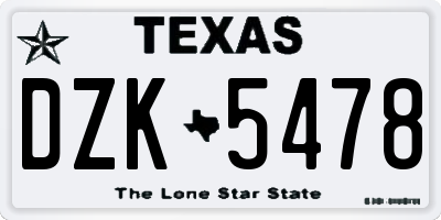 TX license plate DZK5478