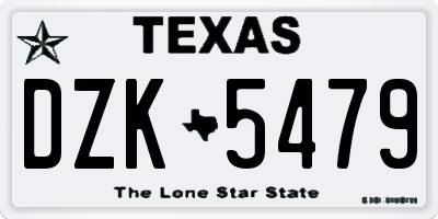 TX license plate DZK5479