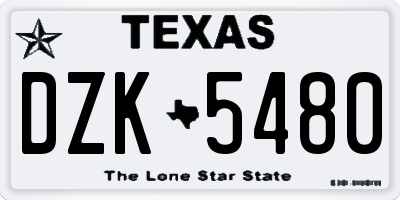 TX license plate DZK5480