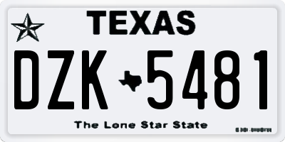 TX license plate DZK5481