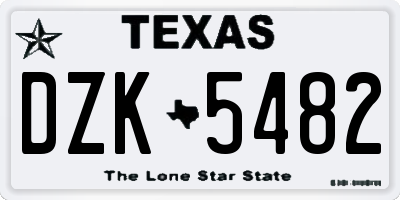 TX license plate DZK5482