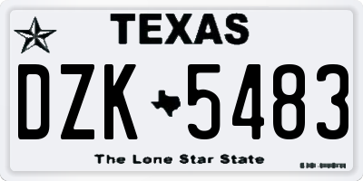 TX license plate DZK5483