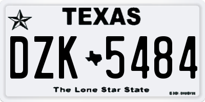 TX license plate DZK5484