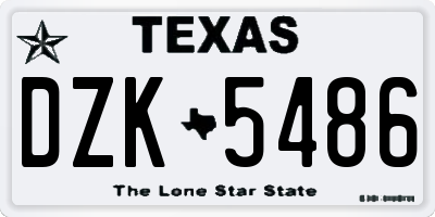 TX license plate DZK5486