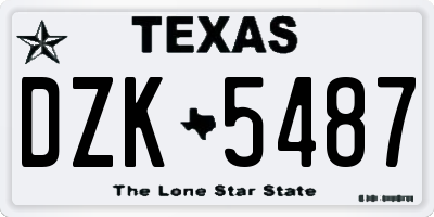 TX license plate DZK5487