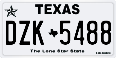 TX license plate DZK5488