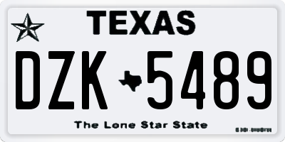 TX license plate DZK5489