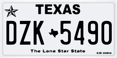 TX license plate DZK5490