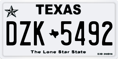 TX license plate DZK5492