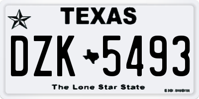 TX license plate DZK5493