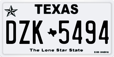 TX license plate DZK5494