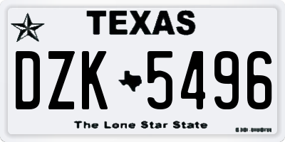 TX license plate DZK5496