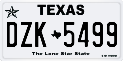 TX license plate DZK5499