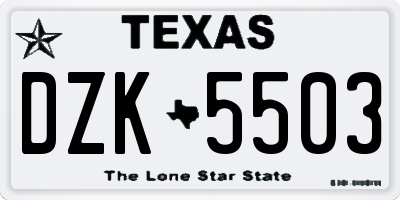 TX license plate DZK5503