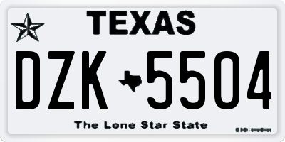 TX license plate DZK5504