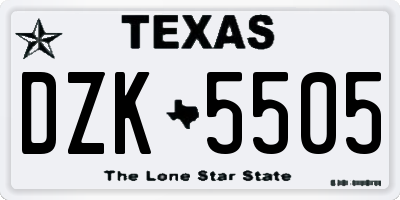 TX license plate DZK5505