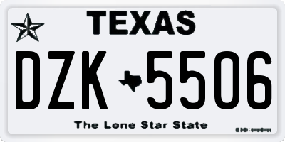 TX license plate DZK5506