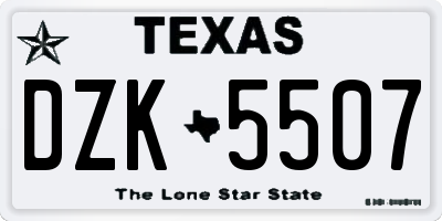 TX license plate DZK5507