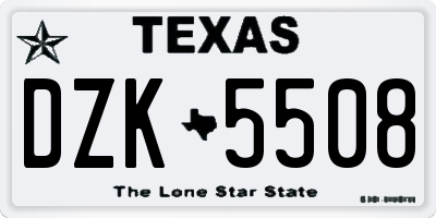TX license plate DZK5508