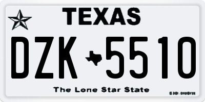 TX license plate DZK5510
