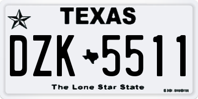 TX license plate DZK5511