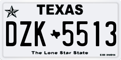TX license plate DZK5513