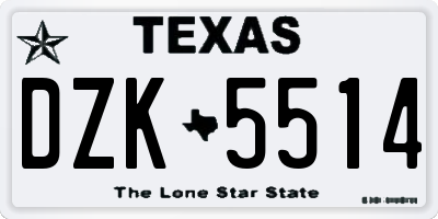 TX license plate DZK5514
