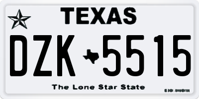 TX license plate DZK5515