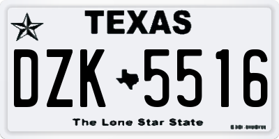 TX license plate DZK5516