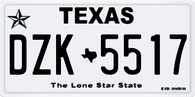 TX license plate DZK5517