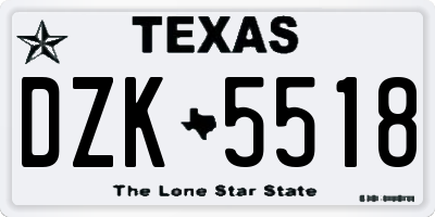 TX license plate DZK5518