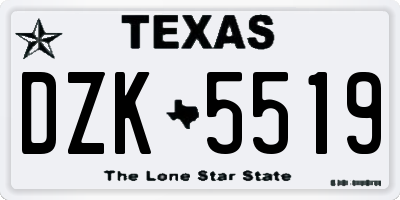 TX license plate DZK5519