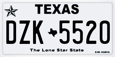 TX license plate DZK5520