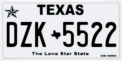 TX license plate DZK5522