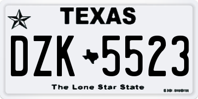 TX license plate DZK5523