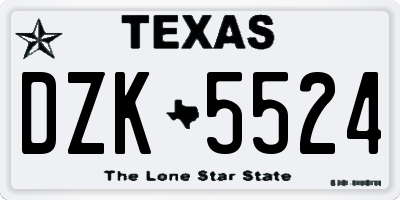 TX license plate DZK5524