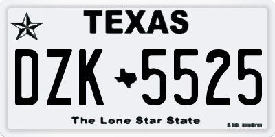 TX license plate DZK5525