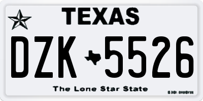 TX license plate DZK5526