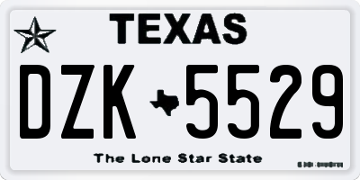 TX license plate DZK5529