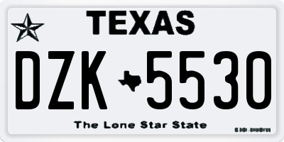 TX license plate DZK5530