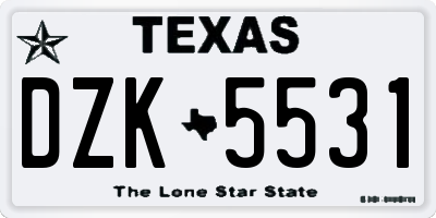 TX license plate DZK5531