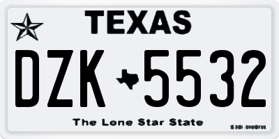 TX license plate DZK5532