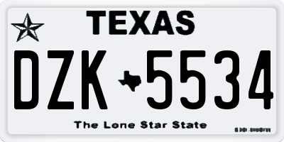 TX license plate DZK5534