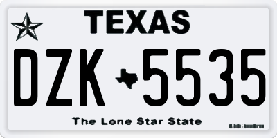 TX license plate DZK5535